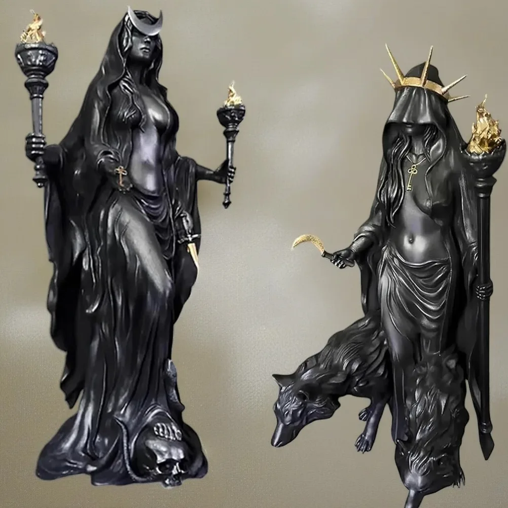 Witch Statue Halloween Decoration Greek Goddess Statue Home Decoration Modern Magic Hound Resin Sculpture Decoration