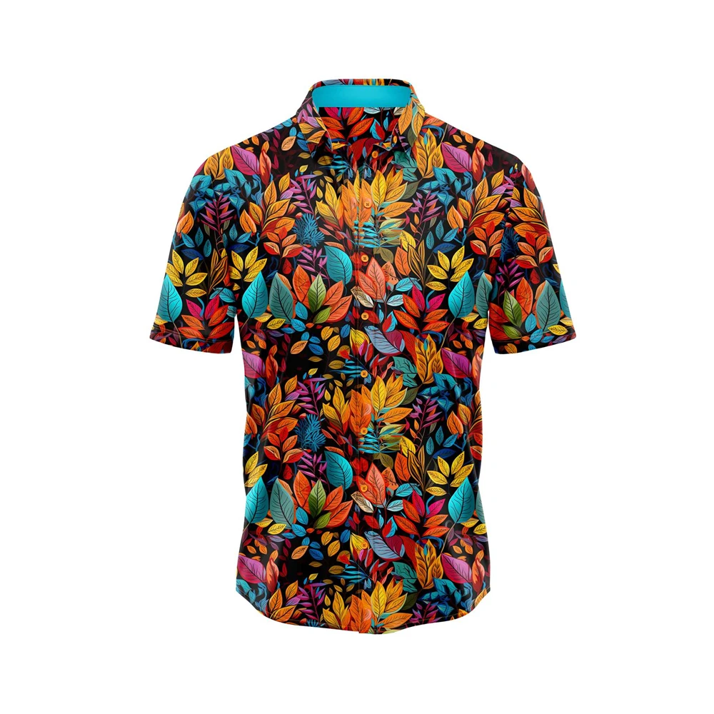 

Summer Short-sleeved Shirt 2025 New Fashion Plam Tree Printed Beach Casual Hawaiian Vacation Trend Men's Cardigan Top Breathable