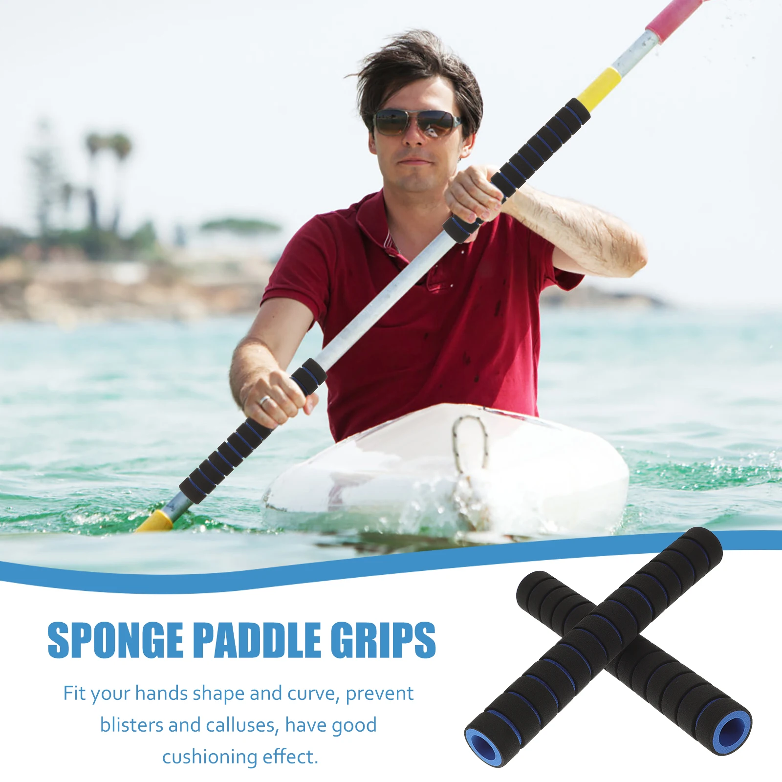 

2 Pairs Anti-slip Sponge Cover for Kayak Paddle Grips Foam Handles Protective Sleeve Non-slip Kayak Accessories Paddle Protector