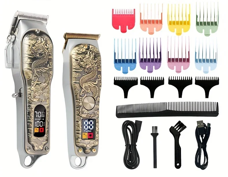 Haarschneidemaschine, Trimmer-Set, kabellose Herren-Haarschneidemaschine, professioneller Bartschneider, Friseurzubehör für Männer, Urlaub – Detail 3