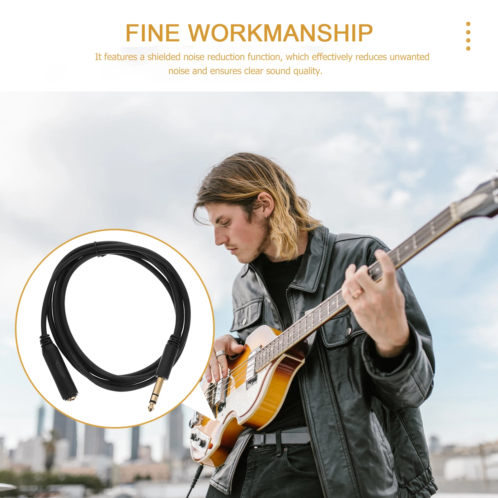 

Audio Extension Cable 6.35mm Male to Female 1.8M Black Guitar Keyboard Noise Reduction Shielded Speaker Cable Audio Cord