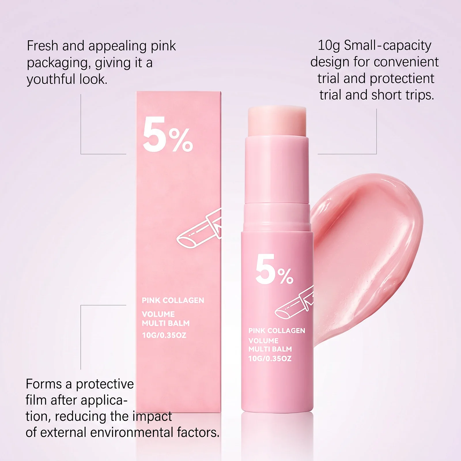 PDRN Pink Collagen Volume Multi Balm Stick | Volufiline,Deep Hydrating Firm Fade Fine Line Plumping For Face Eye Neck Skincare