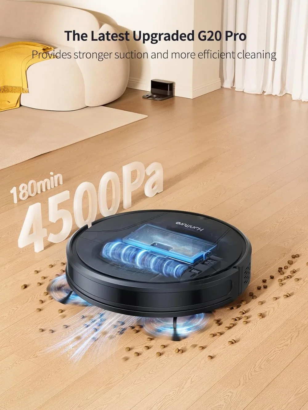 Robot Vacuum and Mop Combo, 4500pa Strong Suction Robot Vacuum Cleaner with Self-Charging, 180Mins Run,App&Remote&Voice Control