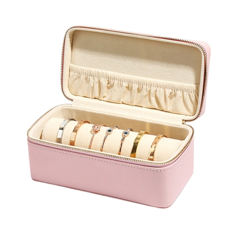 Portable 2 Tiered Jewellery Case Secure Lockable with PU Leather Craftsmanship