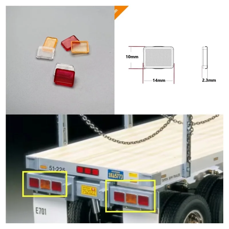 RC-Modell 1/14 Kunststoff-Heckleuchtenabdeckung 3-Farben-Lichtplatten für Tamiya 1/14 Tankwagen-Anhänger, Flachbett-Sattelanhänger, Kühlwagen – Detail 2