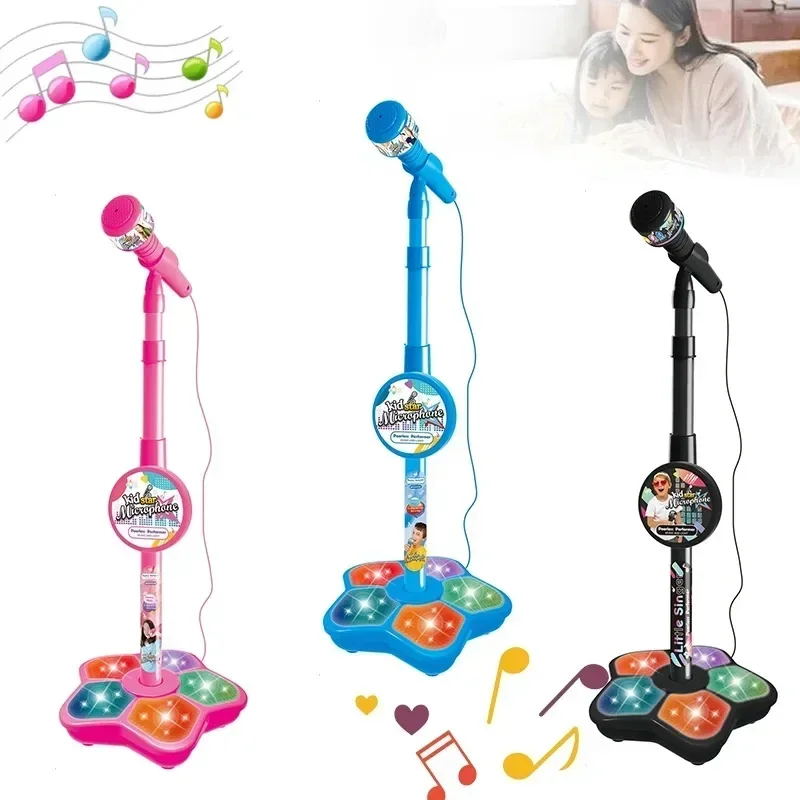 

Kids Microphone with Stand Karaoke Song Music Instrument Toys Brain-Training Educational Toy Birthday Gift for Girl Boy