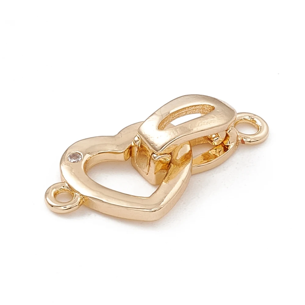 20Sets Brass Ring Heart Fold Over Clasps Interchangeable Bail Clasp Enhancer Clasp For DIY Bracelet Necklace Jewelry Accessories