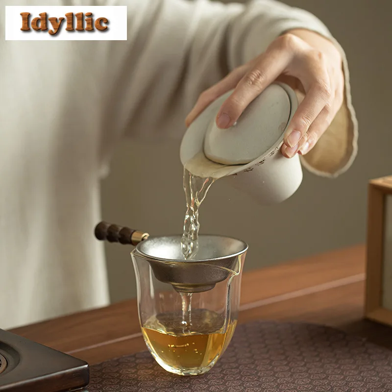 Portable Pure Titanium Tea Separator Infusor Traditional Tea Strainer Dispenser Household Tea Brewing Tea Filter Teaware Gift