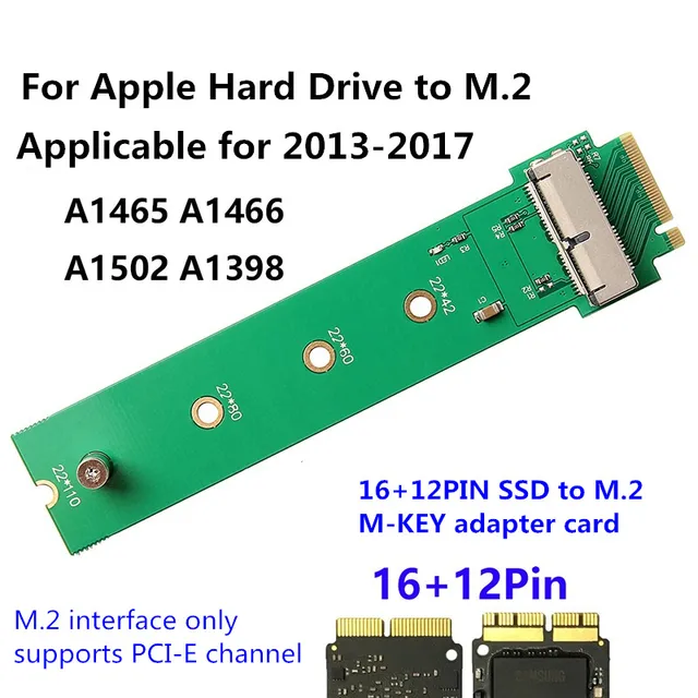 Do MacBook Air Pro 12+16 pinów SSD do komputera PC Karta adaptera PCI-e M.2 Key M (NGFF) 2013-2017 A1465 A1466 A1502 A1398