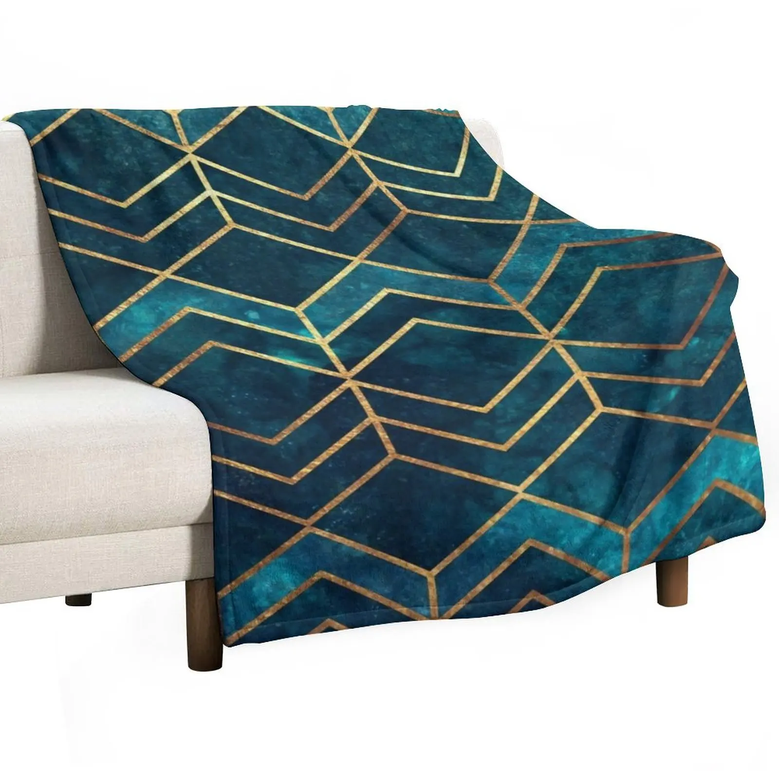

Deep Teal and Gold Arrows Pattern Throw Blanket Luxury Throw Extra Large Throw Loose Blankets For Baby Blankets
