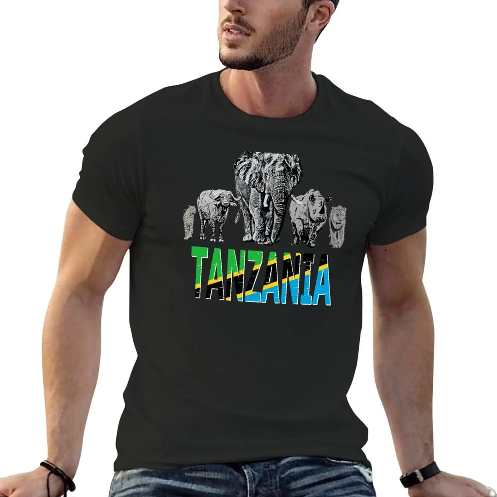 Africa's Big 5 Animals for Tanzanians T-Shirt animal prinfor boys kawaii clothes mens champion t shirts