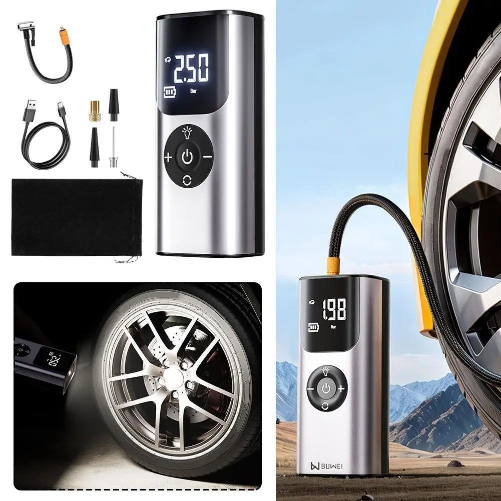 Newly Launched Portable Car Inflation Pump Universal Wireless Pump Digital Display Tire Pressure Inflation Treasure Phone Charge