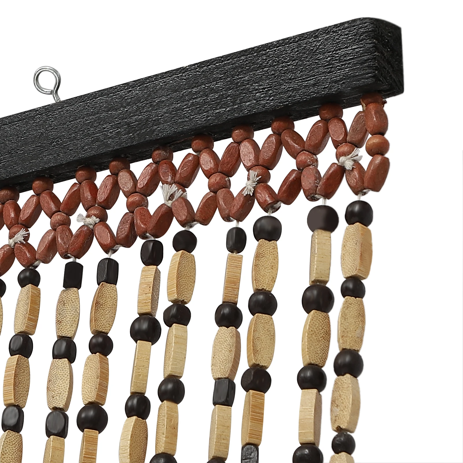 Natural Wood Bamboo Beaded Curtain Wooden Hanging Room Divider Decorative 74.8in for Doorway Room Divider