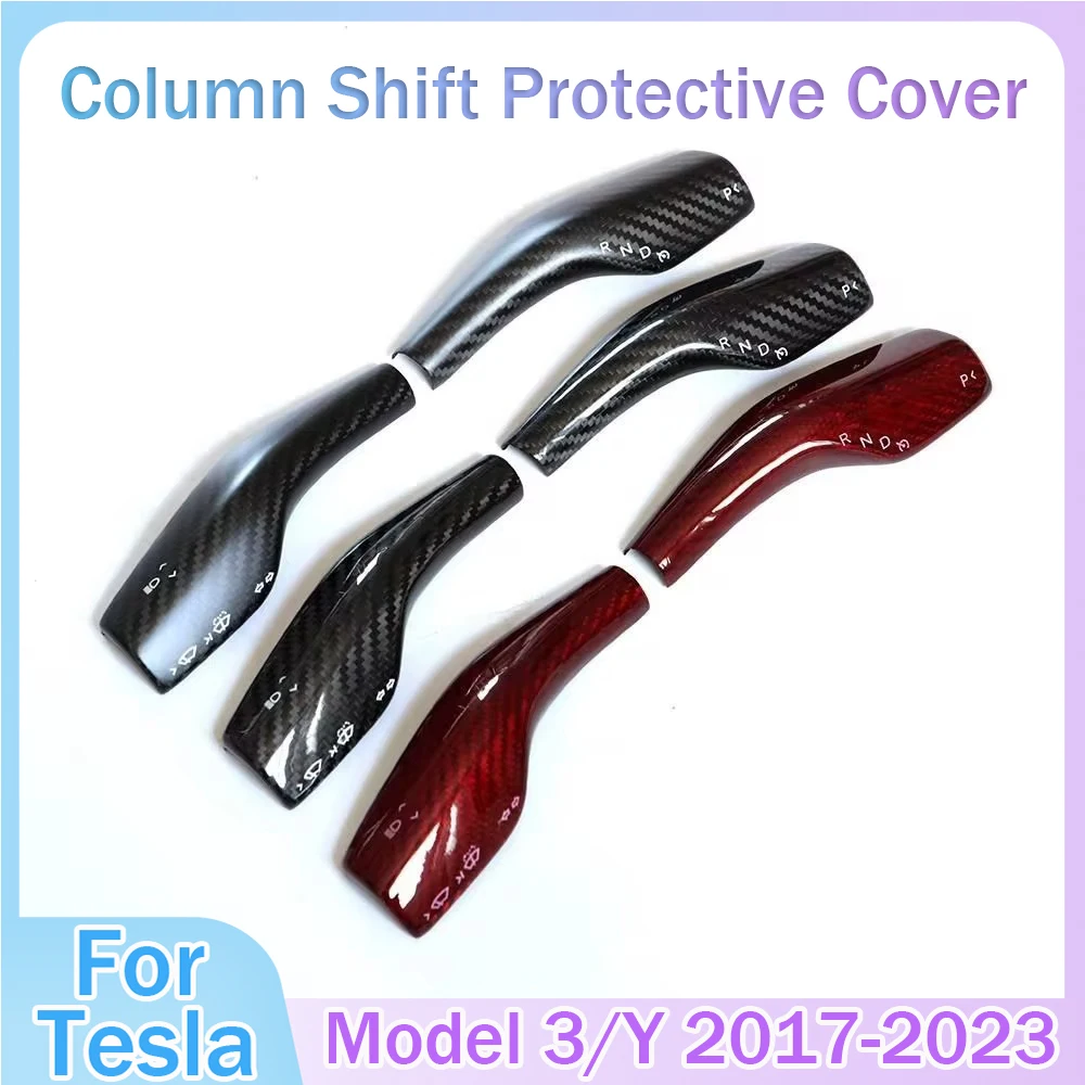 

Column Shift Protective Cover 2pcs For Tesla Model 3 Forged Carbon Fiber Stickers For Model Y 2023 Steering Wheel Accessories