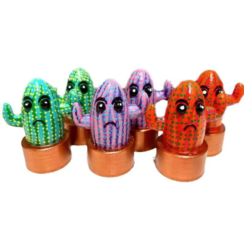 Grievance Face Cactus Pot Figurines Big Eyes Cartoon Cactus Miniatures Unique Colorful Desktop Cactus Ornaments Living Rooms