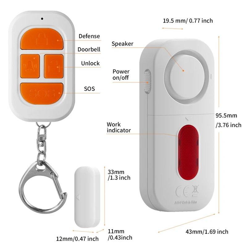 Door And Window Alarm Kit Multi-Functional Anti-Theft Alarm Set Kit Wireless Remote Control Door Sensor Alarm 130DB Door Sensor