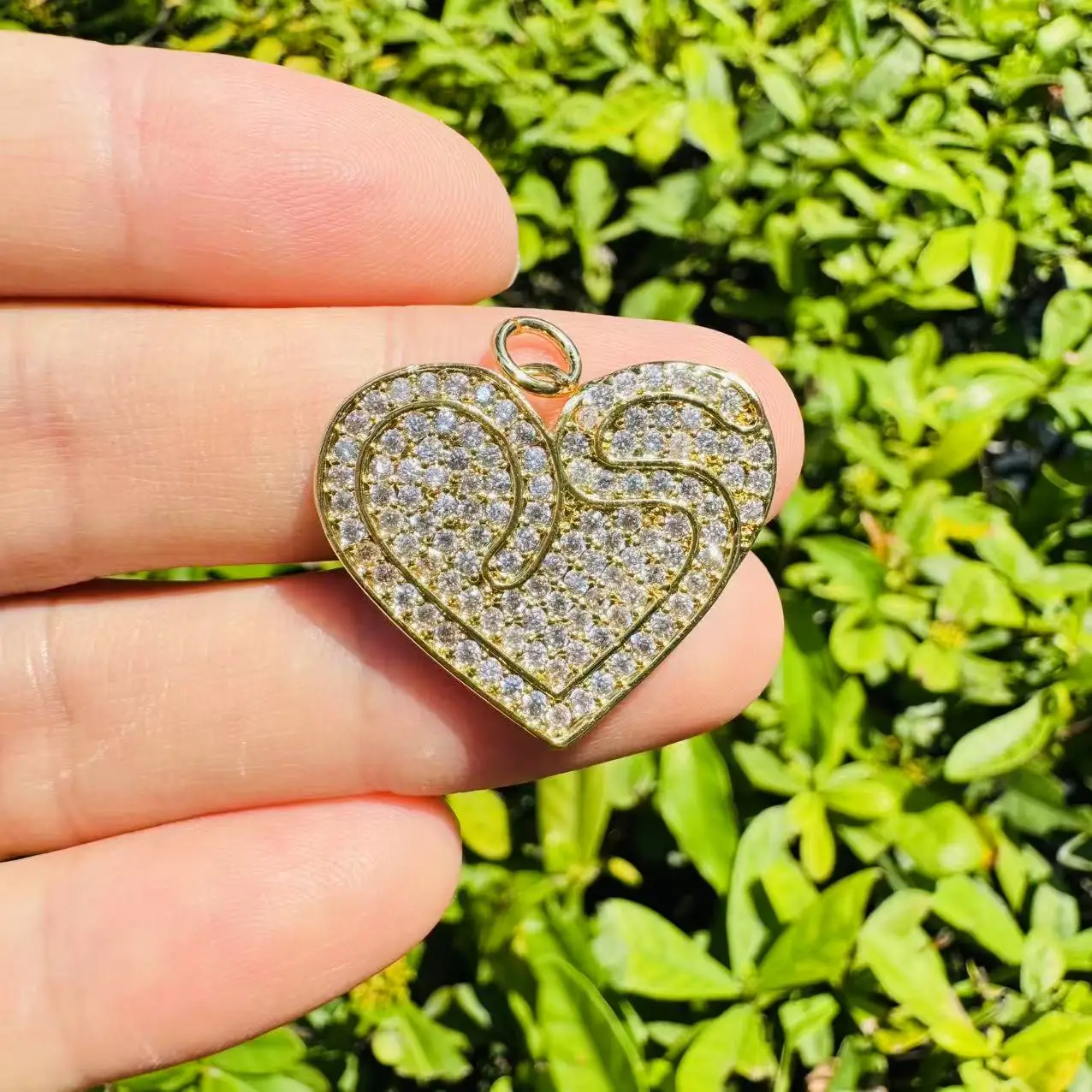 5Pcs Zircon Pave Copper Heart Charms 24x28mm DIY Jewelry Pendant Gift for Valentine's Day Women Necklace Making