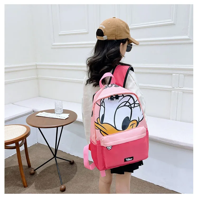 Disney-mochila de dibujos animados para niños y niñas, morral escolar ligero de gran capacidad con diseño de Pato Donald, Mickey Mouse, guardería