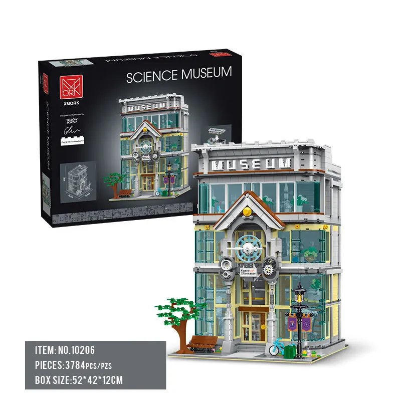 Mork 10206 Wissenschaft Museum Puzzle Montage Spielzeug Bausteine Modulare Stadt Street View Serie Kreative MOC Ziegel Junge Geschenk