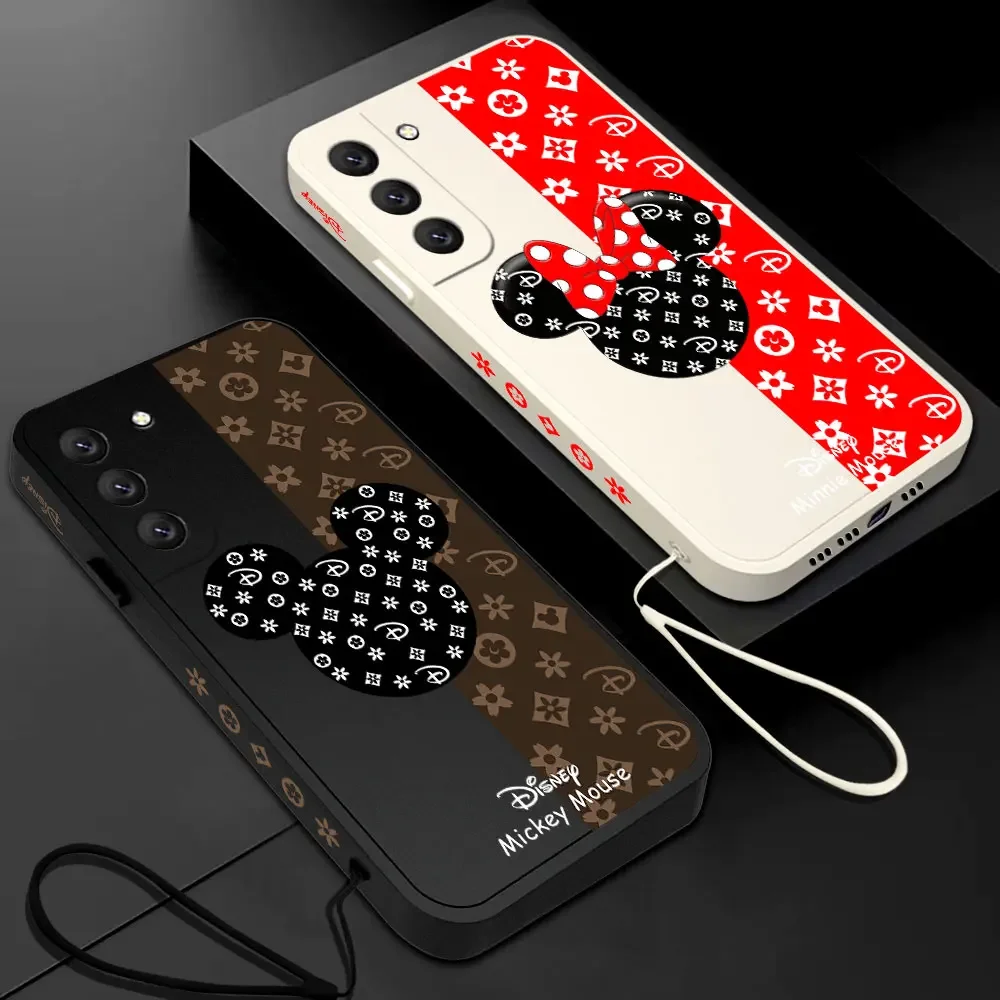 Mickey Minnie Mouse Phone Case For Samsung Galaxy S23 S22 S21 S20 Ultra FE S10 4G S9 S10E Note 20 10 9 Plus With Lanyard