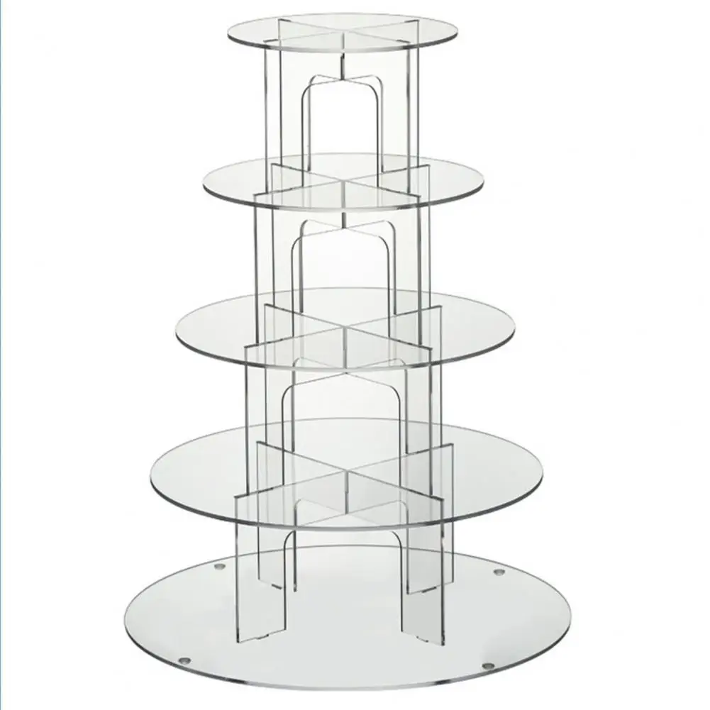 Round Cake Stand Transparent Multi-layer Simple Installation Acrylic Cupcake Dessert Stand Statue Display Shelf