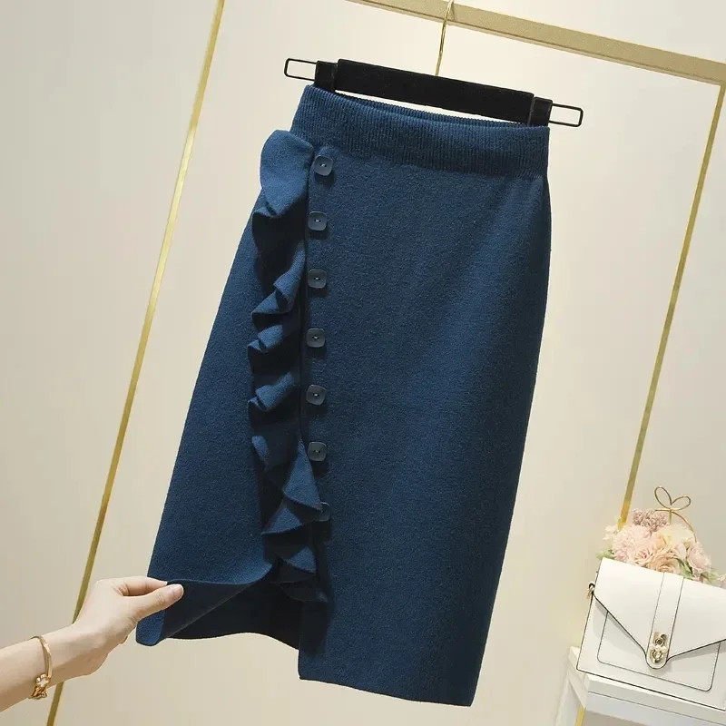 

Korean Style Pleated Skirt A-line Skirt Classic High Quality Temperament with Four Seasons of All-match Black Skirts Womens L501