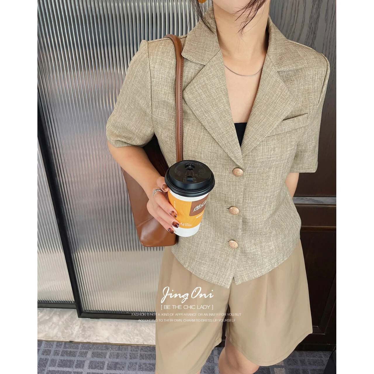 

Woman Linen Blazers Cut Out Short Sleeve 2023 Summer Jacket Clothing Top Y2k Coat Elegant Cropped Luxury Chic Korean Stylish