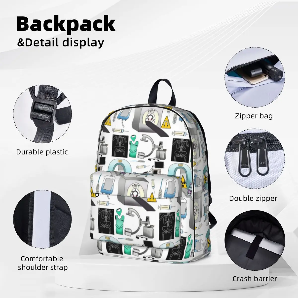 Mochilas de Radiologia de Grande Capacidade para Crianças Bolsa de Livro Estudante Bolsa de Ombro Mochila Laptop Mochila de Viagem Impermeável