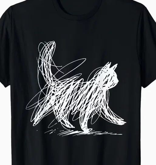 Abstract Cat Lines Minimalist Graffiti Cat Mom Cat Slave T-shirt Casual Short Sleeve Tops for Cat Women Tshirt