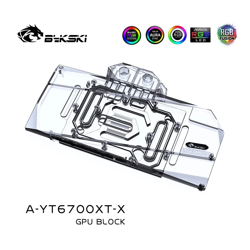 Bykski A-YT6700XT-X GPU Water Block Use for Yeston RX6700XT Graphics Card / with Backplane Copper RGB Radiator Coolling view 4