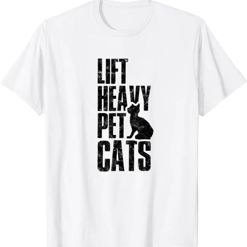 Lift Heavy Pet Cats Funny Gym Workout Deadlifting Abs T Shirt