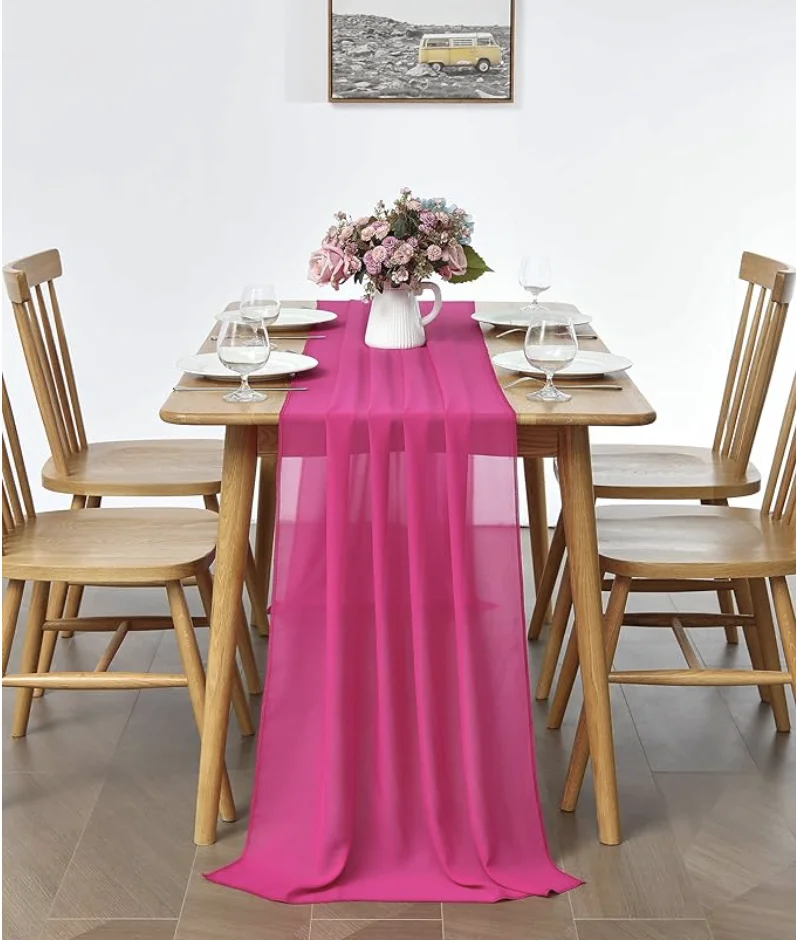 Шифоновая скатерть фуксия 29x120 дюймов