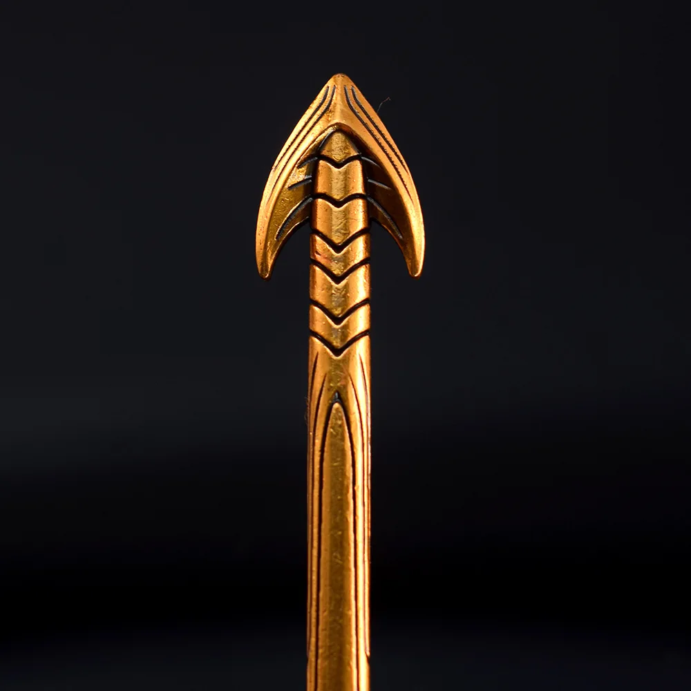 30cm Golden Trident Keychain for Women Men Aquaman Movie Peripherals All Metal Mythical Model 1/6 Replica Miniatures Gift