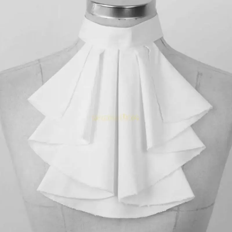 31BF Renaissances Jabot Tie White كشكش طوق الرقبة ملحق للأزياء التاريخية