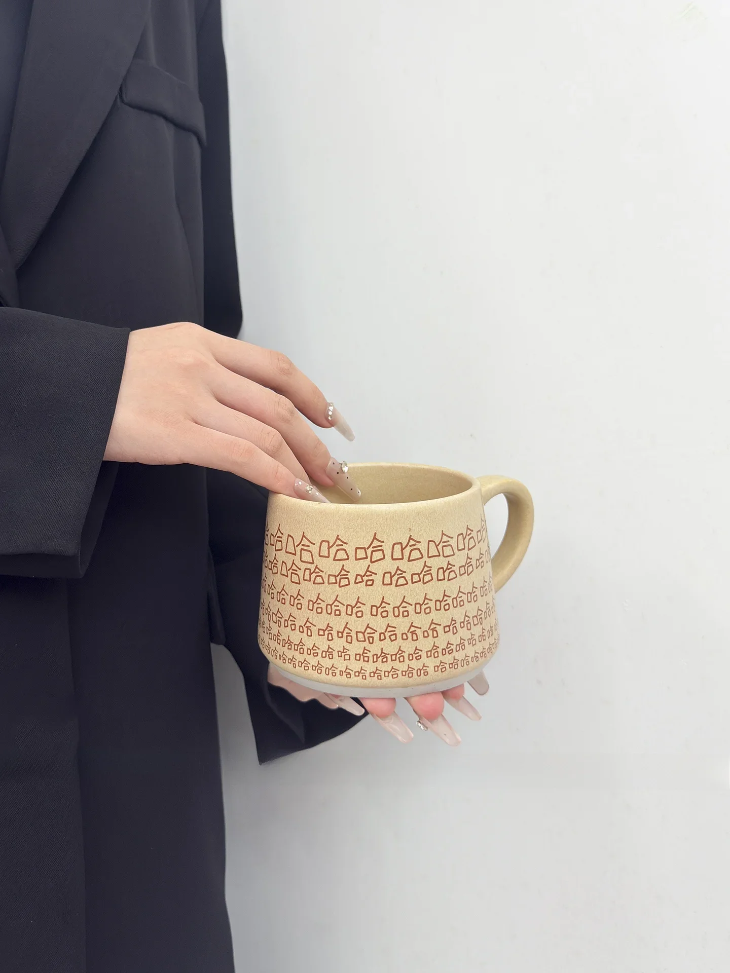 Creative Funny Couple Mugs Large Capacity Office Water Cups Orange Ceramic Mark Cups Unique Handmade Gifts