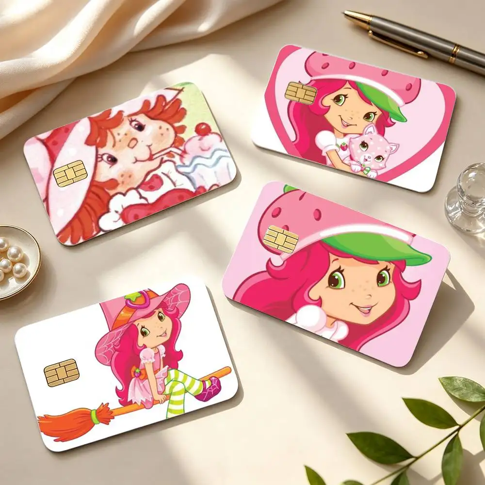 Cute S-Strawberry S-Shortcake-Girl  HD Credit Card Stickers Game Card Decal Small Chip Waterproof Sticker Gift Decor