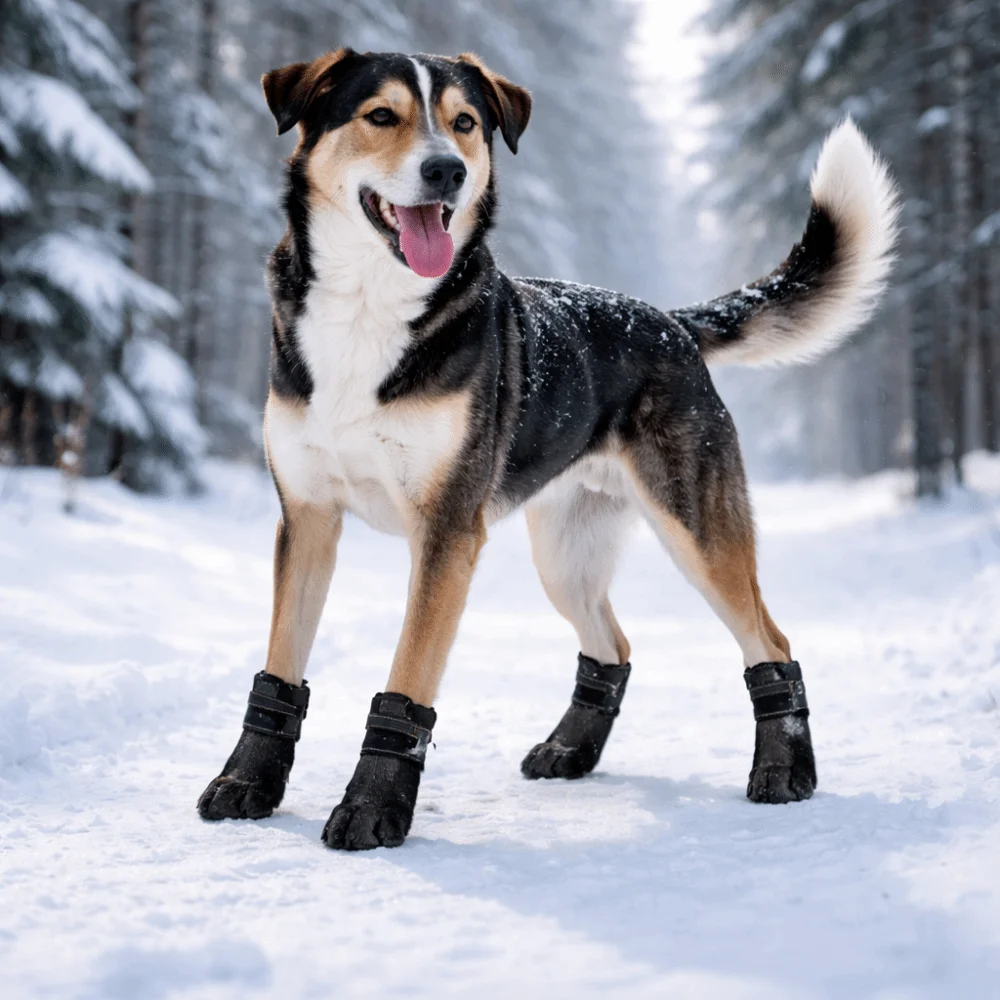 

4pcs/set Reflective Waterproof Dog Shoes Double-Layer Breathable Anti-Slip Dog Boots Warm Wear Resistant Pet Dog Footwear