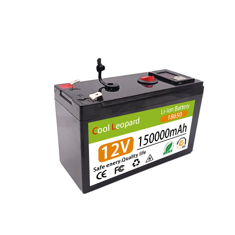 12V 150Ah 18650 Lithium Battery Pack Solar Rechargeable Battery 750W Built-in BMS Electric Vehicle Battery +12.6v 3A Charger.