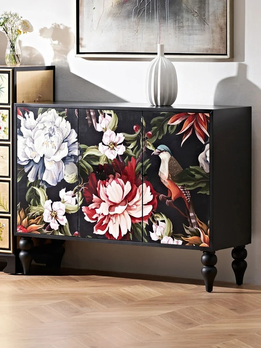 

LYN retro bedroom storage locker dining side partition painted solid wood porch decorative cabinet