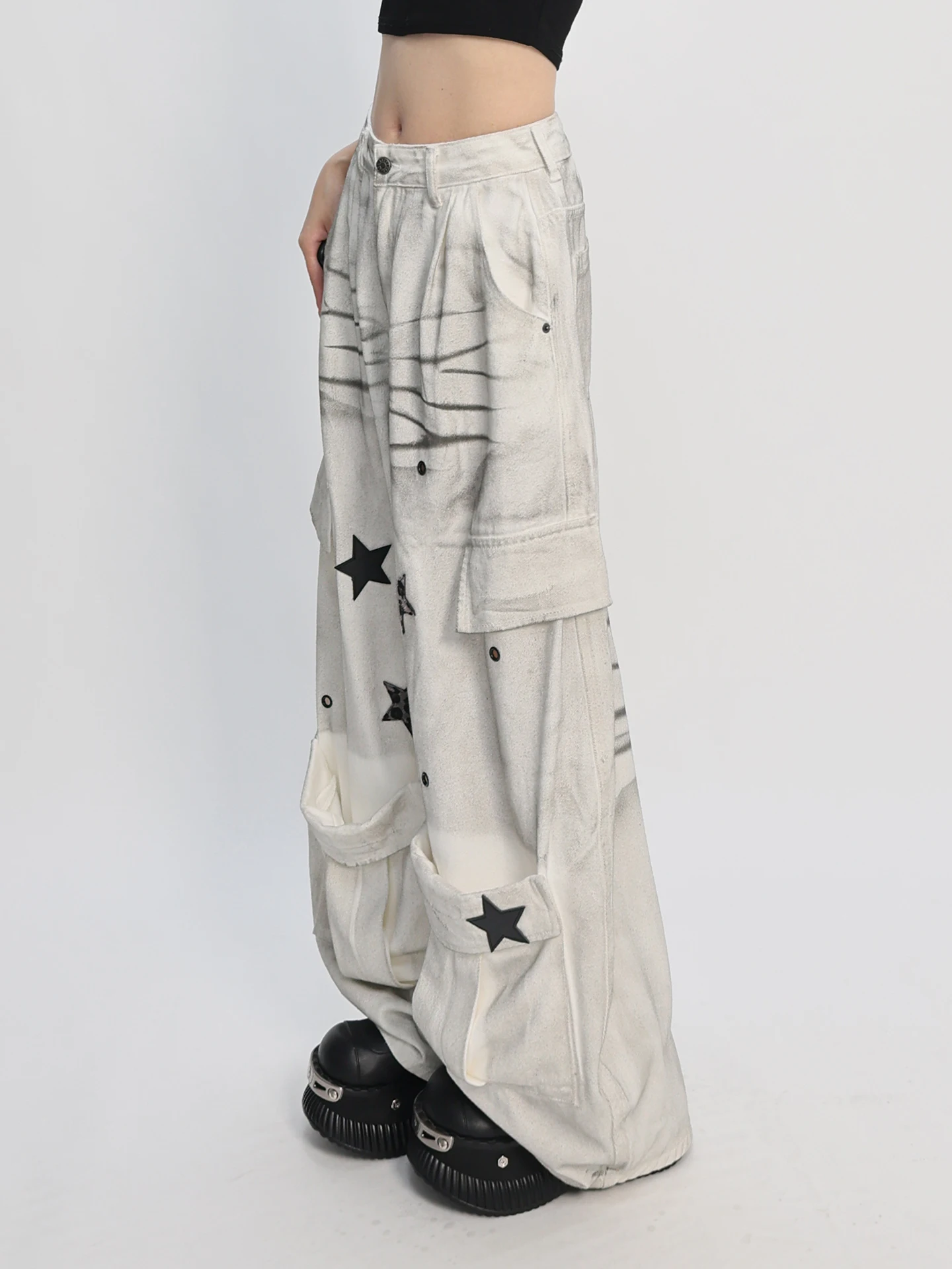 Street Style  Wish Low Waist Tie Dye Washed out Wide Leg Jeans Spring 2026 Denim Pants for Young Women Non Stretch Cotton