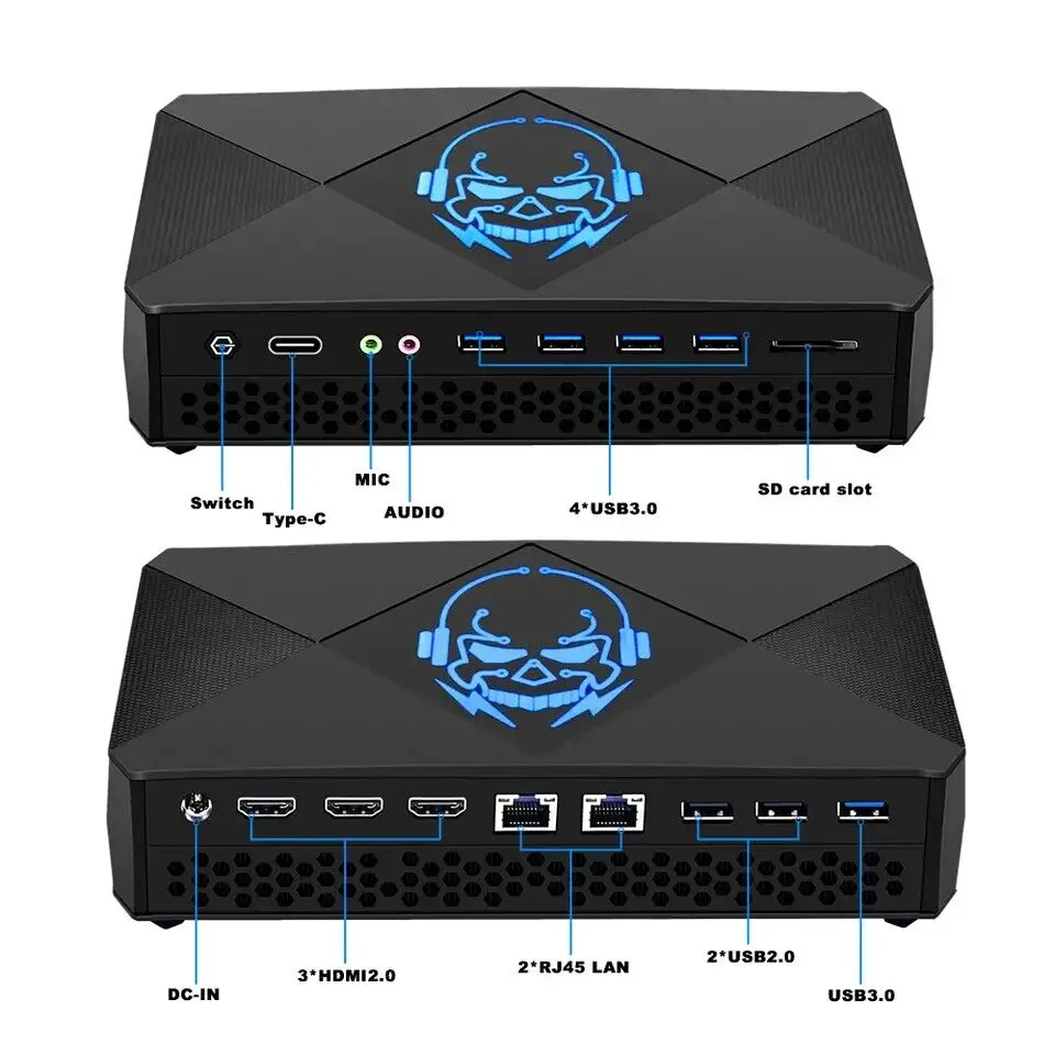 12th Gen Core i9 Gaming Mini PC 11900H With RTX3060 12G DDR5 Windows 11 Pro Mini Gamer Desktop Computer Dual Lan 3*HD Type-C