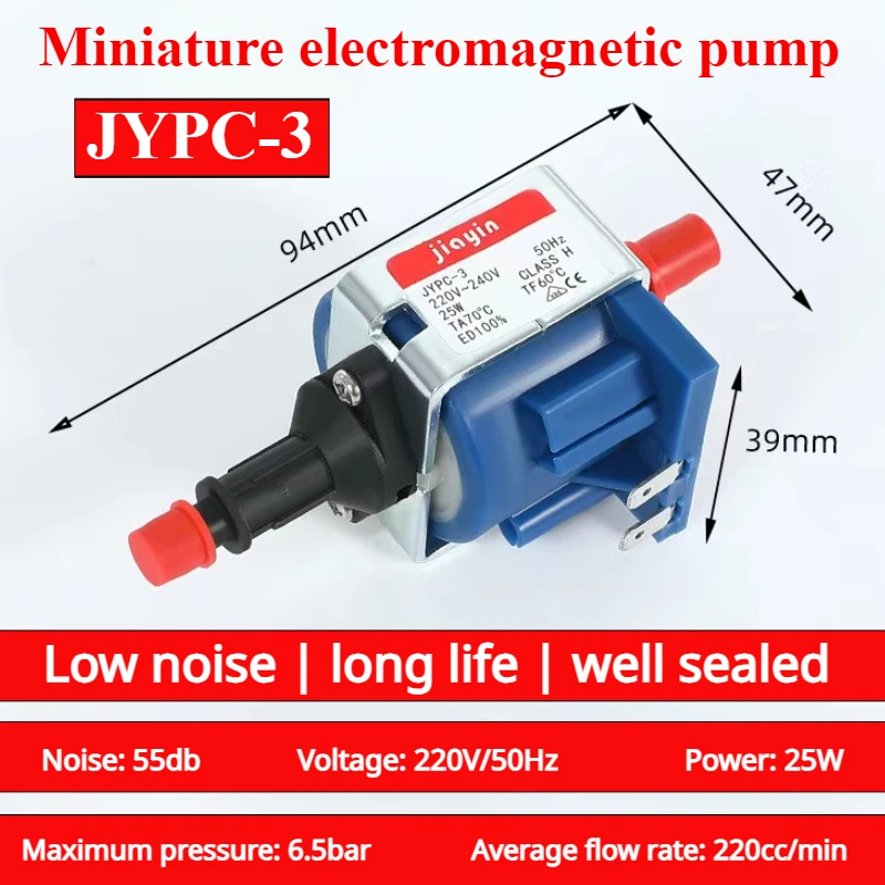 

1pcs JYPC-3 220V To 240V 25W 50Hz Electromagnetic Solenoid Pump for Irons Steam Mop Garment Steamer Coffee Machine Valve Parts