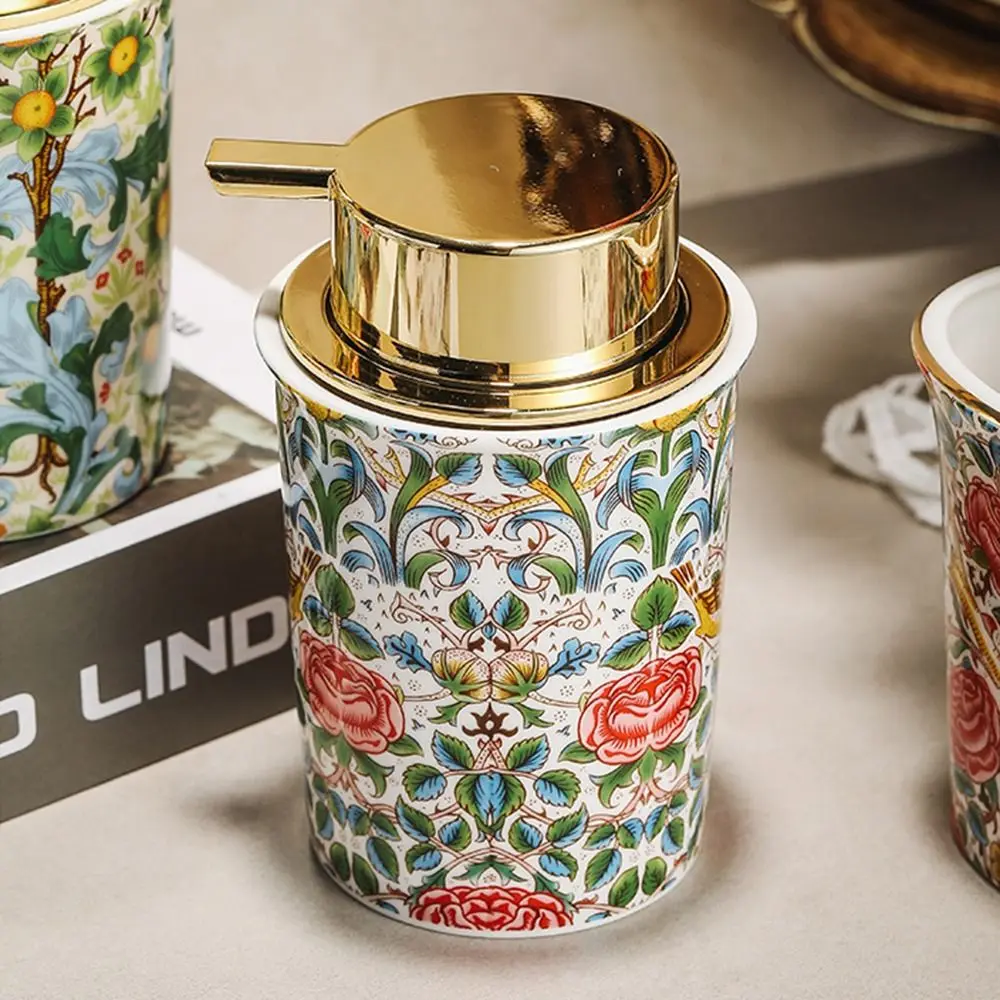 

Floral Decorative Ceramic Foam Soap Dispenser Vintage Luxury Liquid Foaming Bottle Refillable Delicate Hand Soap Pump Bottle