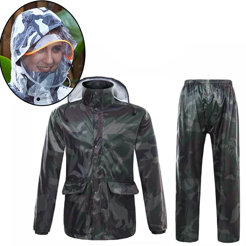 Men Motorcycle Camouflage Jacket Riding Raincoat Rain Suit & Pants Women The Trekking Climbing Scooter Bicycle Raincoat Clothing