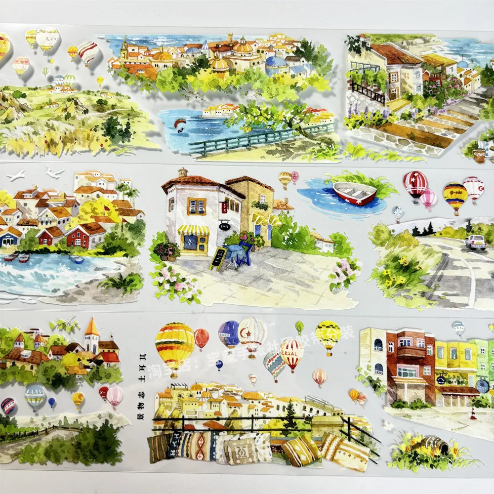 Washi Pet Tape B056 Turkish Landscapes Hot Air Balloon Car Antique Scrapbook Collage Diy Cards Diy Stickers