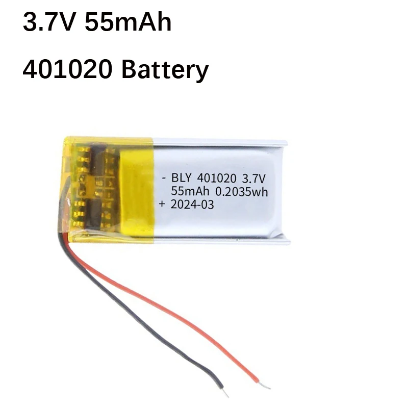 3.7V 55mAh 401020 Polymer lithium battery rechargeable for Watch Beauty equipment,Bluetooth earphones,Selfie stick,Smart Watch