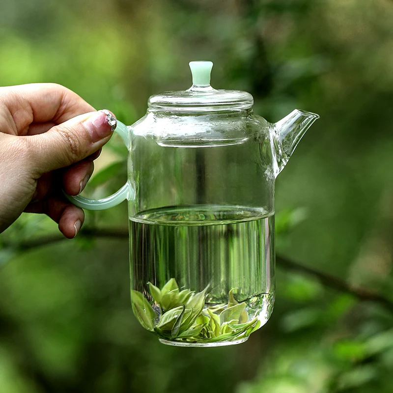 Green Tea Infuser Glass Flower Teapot Simplicity Household Teaware Thickened High Temperature Resistance Transparent Mini Teapot