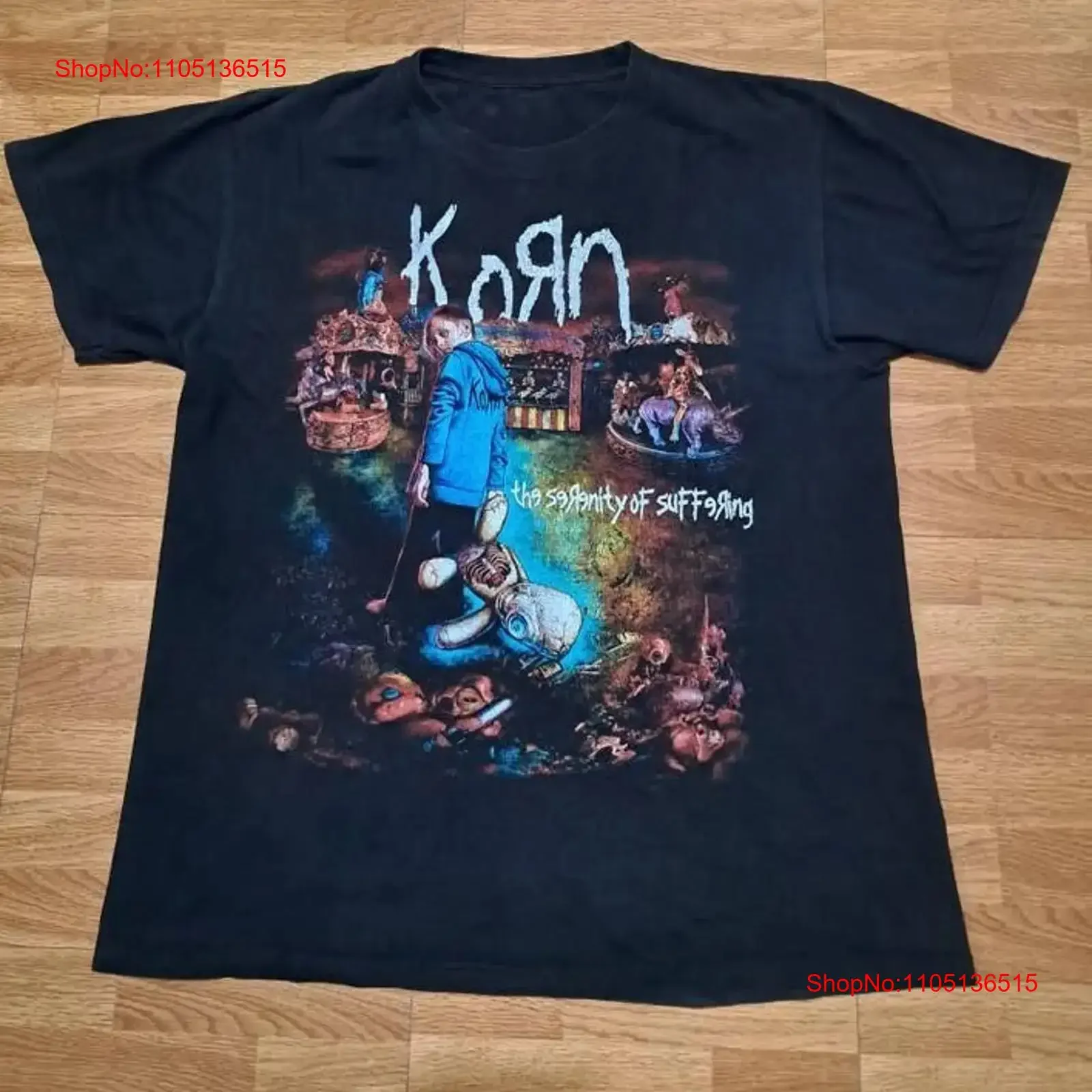 

Винтажная хлопковая черная футболка Korn The Serenity of Suffering, размер S 5XL, винтажный потертый топ для повседневной носки, повседневная графика