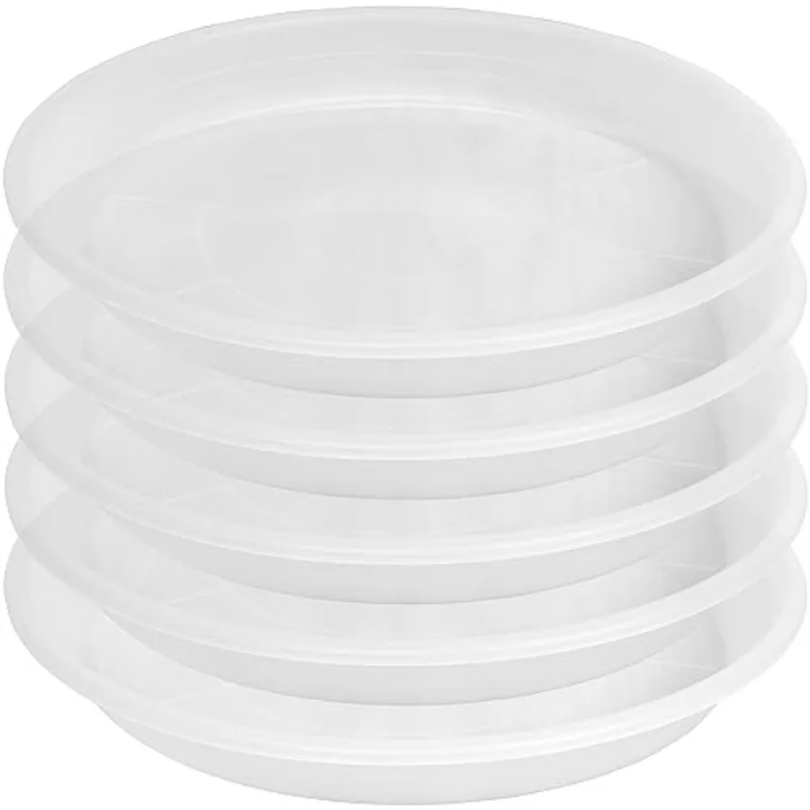 

5 упаковок прозрачных подносов для блюдца для растений 12-дюймовые пластиковые блюдца для цветов и подносов для капель для в помещении и на открытом воздухе Тяжелый прочный Pl