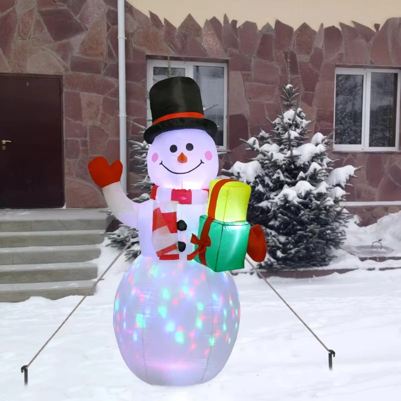 1.5m Christmas Inflatable Snowman Airblown Decor with LED Light Christmas Outdoor Courtyard Garden Doorway Ornaments Party Props